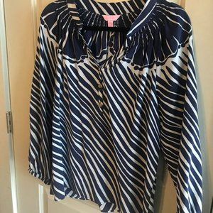 Lilly Pulitzer Silk Elsa Blouse - Navy Print